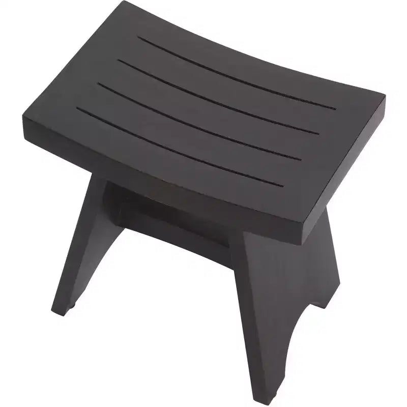 Teak Shower Bench, 18" Rectangular Bathroom Seat with Water-Resistant Natural Teak, Dark Brown
