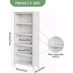 Étagère à livres en bois de 181 cm de haut avec 5 niveaux, 3 étagères réglables, bibliothèque étroite de 30 cm de large, à poser au sol, pour salon ou chambre à coucher - Blanche