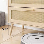Commode en rotin moderne pour chambre à coucher avec 6 tiroirs larges et poignées en bois, meuble de rangement pour salon, couloir, entrée