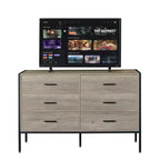 Commode en rotin moderne pour chambre à coucher avec 6 tiroirs larges et poignées en bois, meuble de rangement pour salon, couloir, entrée