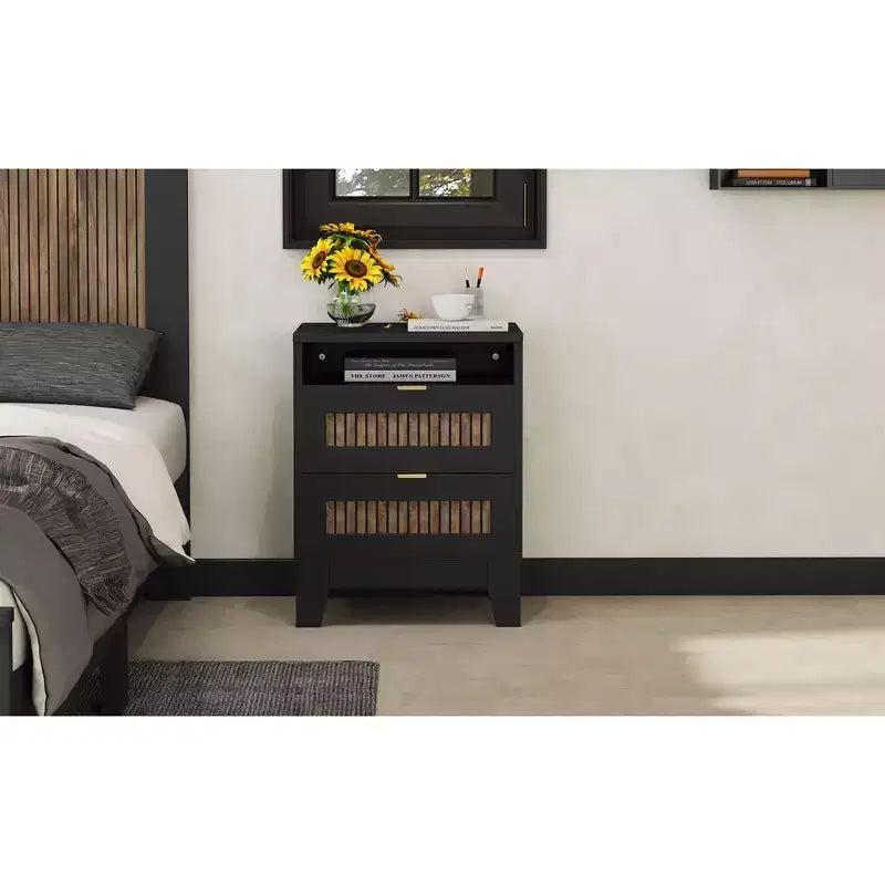 Farmhouse Dresser for Bedroom with 6 Drawers, Wooden Storage Cabinet with Metal Handles for Living Room Hallway, Brown