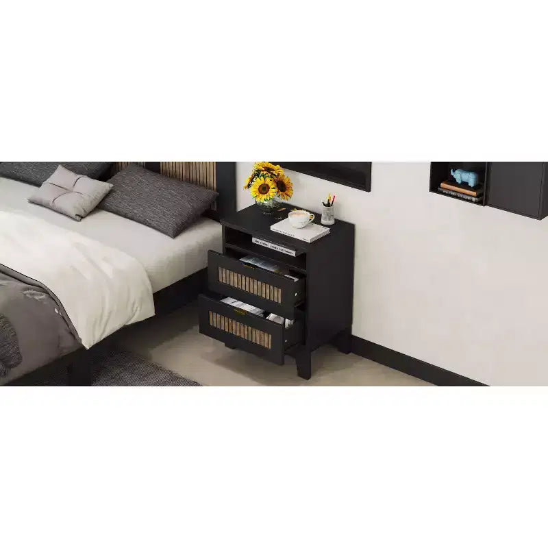 Farmhouse Dresser for Bedroom with 6 Drawers, Wooden Storage Cabinet with Metal Handles for Living Room Hallway, Brown