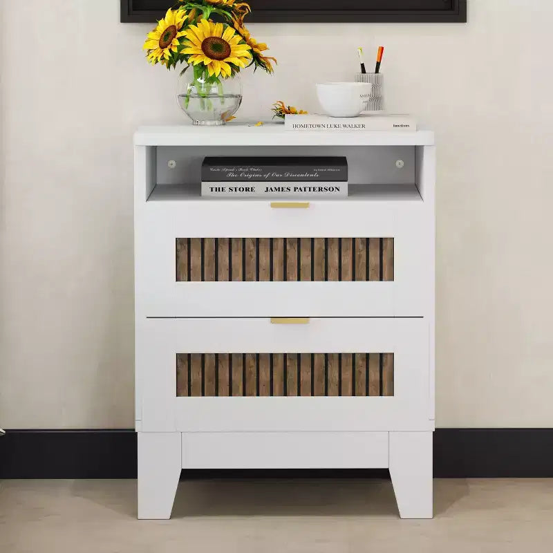 Farmhouse Dresser for Bedroom with 6 Drawers, Wooden Storage Cabinet with Metal Handles for Living Room Hallway, Brown