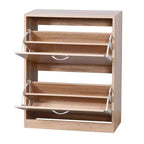 Meuble à chaussures ventilé avec 3 portes basculantes et étagères réglables, organisateur de chaussures autoportant en bois avec dispositif anti-basculement pour entrée