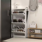 Meuble à chaussures ventilé avec 3 portes basculantes et étagères réglables, organisateur de chaussures autoportant en bois avec dispositif anti-basculement pour entrée