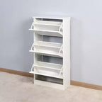Meuble à chaussures ventilé avec 3 portes basculantes et étagères réglables, organisateur de chaussures autoportant en bois avec dispositif anti-basculement pour entrée