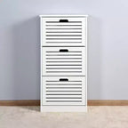 Meuble à chaussures ventilé avec 3 portes basculantes et étagères réglables, organisateur de chaussures autoportant en bois avec dispositif anti-basculement pour entrée