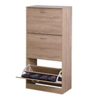 Meuble à chaussures ventilé avec 3 portes basculantes et étagères réglables, organisateur de chaussures autoportant en bois avec dispositif anti-basculement pour entrée