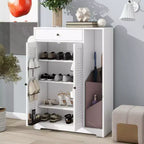 Meuble à chaussures ventilé avec 3 portes basculantes et étagères réglables, organisateur de chaussures autoportant en bois avec dispositif anti-basculement pour entrée