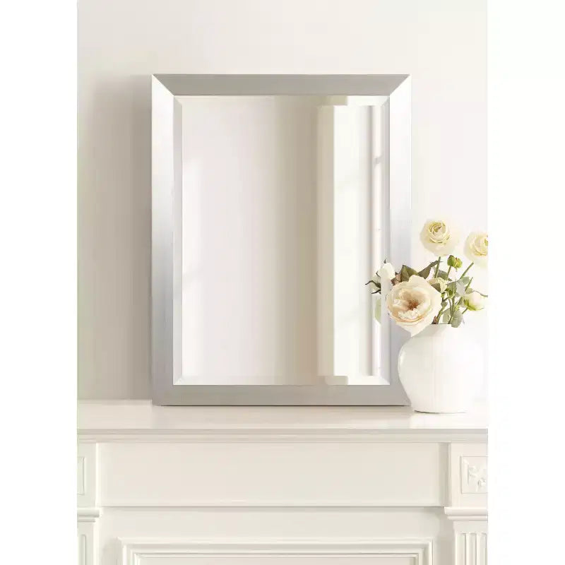 Rectangle Bathroom Wall Mirror - Brushed Nickel Frame, 21.5"W x 27.5"H
