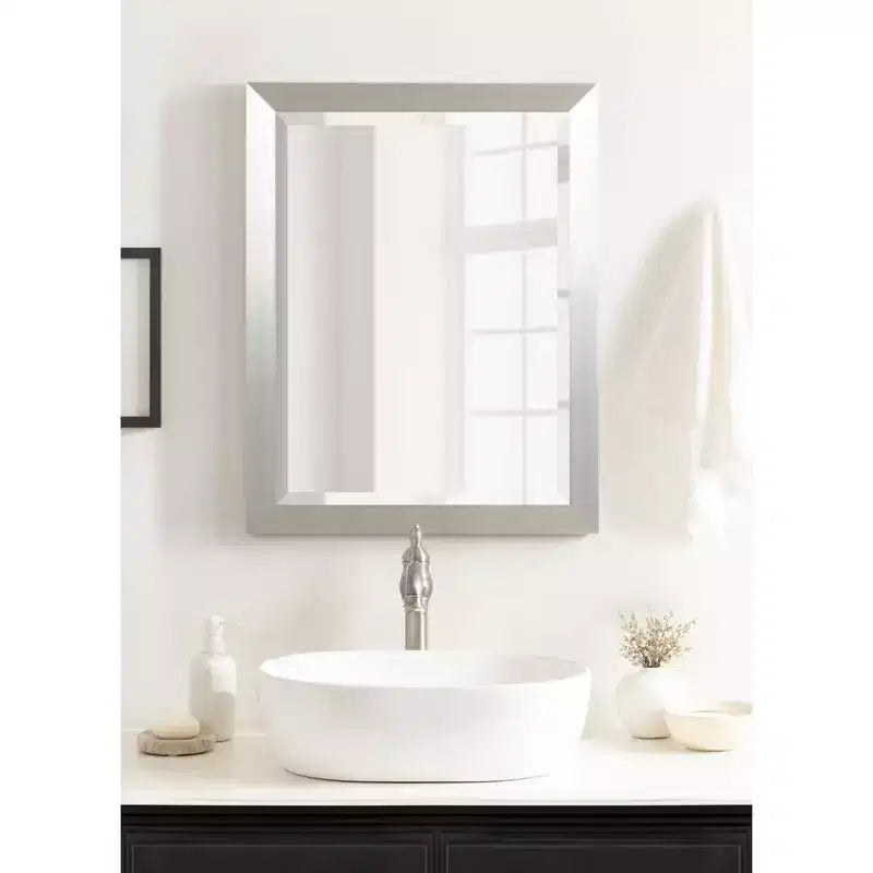 Rectangle Bathroom Wall Mirror - Brushed Nickel Frame, 21.5"W x 27.5"H