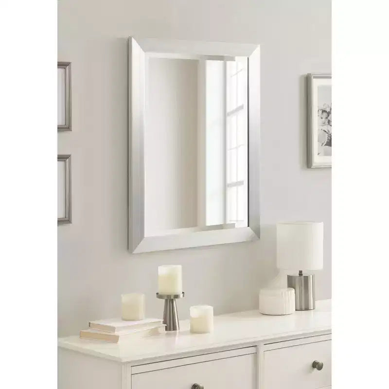 Rectangle Bathroom Wall Mirror - Brushed Nickel Frame, 21.5"W x 27.5"H