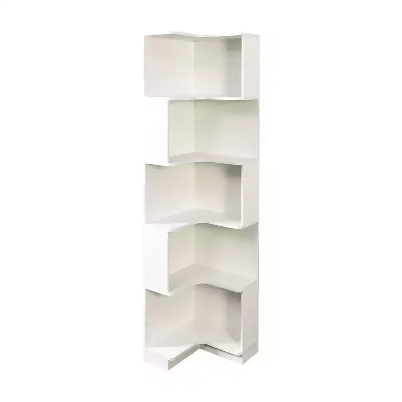 Corner Bookshelf, 5-Tier L-Shaped Freestanding Storage Organizer with Baffle, 68.9"H