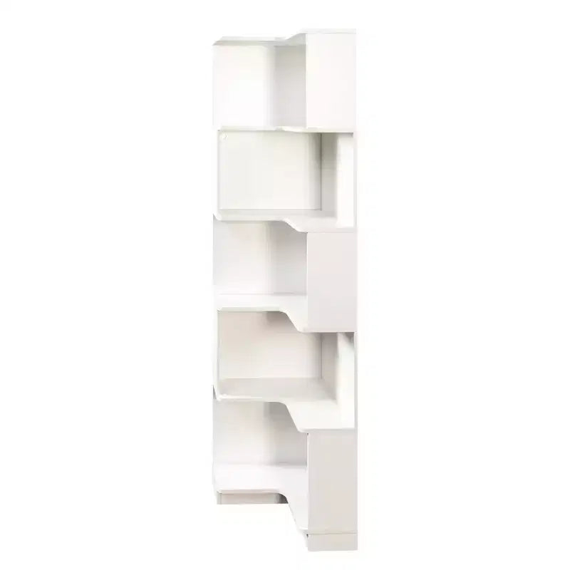 Corner Bookshelf, 5-Tier L-Shaped Freestanding Storage Organizer with Baffle, 68.9"H