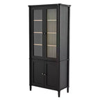 Étagère de style ferme du milieu du siècle, 5 niveaux avec 4 portes, 189 cm de hauteur, bibliothèque de présentation pour salon et bureau