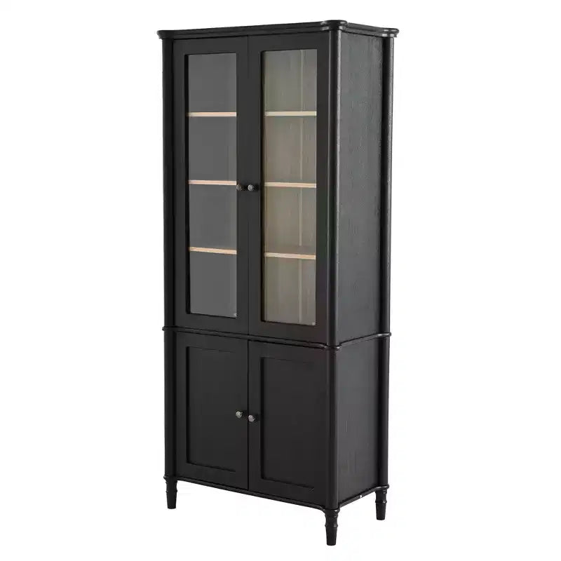 Mid-Century Farmhouse Bookshelf, 5-Tier with 4 Doors, 74.5"H, Display Bookcase for Living Room & Office