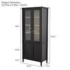 Étagère de style ferme du milieu du siècle, 5 niveaux avec 4 portes, 189 cm de hauteur, bibliothèque de présentation pour salon et bureau