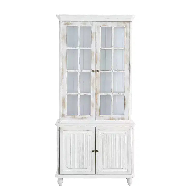 Mid-Century Farmhouse Bookshelf, 5-Tier with 4 Doors, 74.5"H, Display Bookcase for Living Room & Office