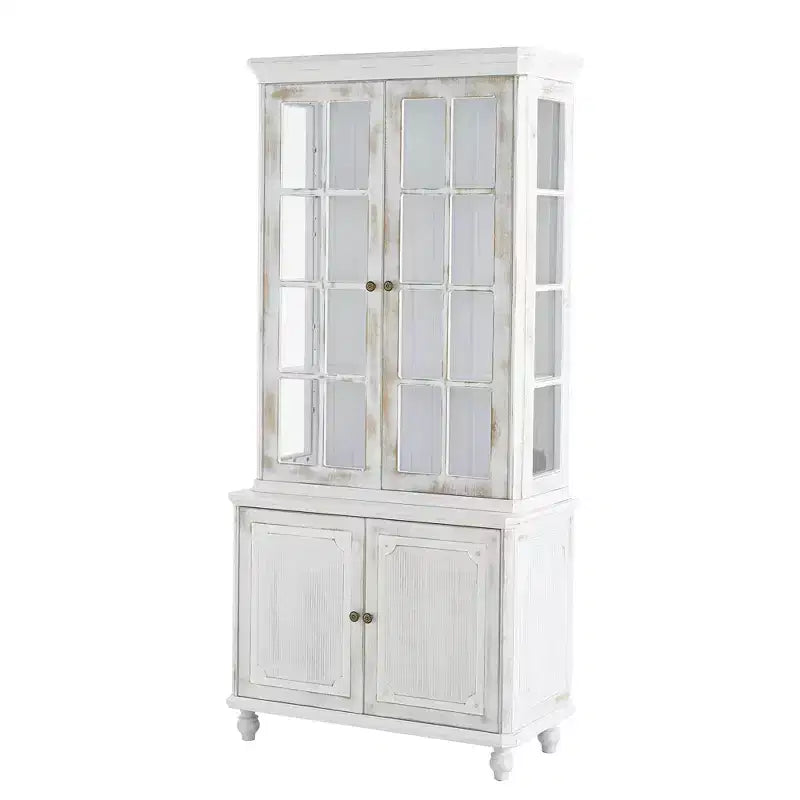 Mid-Century Farmhouse Bookshelf, 5-Tier with 4 Doors, 74.5"H, Display Bookcase for Living Room & Office