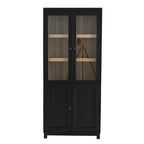 Étagère de style ferme du milieu du siècle, 5 niveaux avec 4 portes, 189 cm de hauteur, bibliothèque de présentation pour salon et bureau