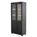 Étagère de style ferme du milieu du siècle, 5 niveaux avec 4 portes, 189 cm de hauteur, bibliothèque de présentation pour salon et bureau