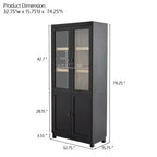 Étagère de style ferme du milieu du siècle, 5 niveaux avec 4 portes, 189 cm de hauteur, bibliothèque de présentation pour salon et bureau