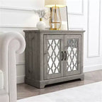 Meuble d'appoint à 2 portes avec étagère réglable, gris mexicain