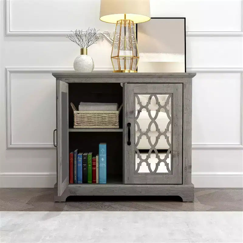 2-Door Accent Cabinet with Adjustable Shelf, Mexican Grey