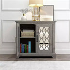 Meuble d'appoint à 2 portes avec étagère réglable, gris mexicain