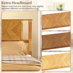 Cadre de lit plateforme en bois rustique avec tête de lit et rangement sous le lit, 12 lattes, pas de sommier tapissier, Lit simple/Double/Queen