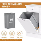 Armoire de poubelle basculante de 75 litres, double bac avec tiroir caché, anti-chien, désodorisante