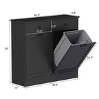 Armoire de poubelle basculante de 75 litres, double bac avec tiroir caché, anti-chien, désodorisante