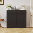 Armoire de poubelle basculante de 75 litres, double bac avec tiroir caché, anti-chien, désodorisante