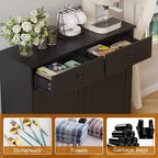 Armoire de poubelle basculante de 75 litres, double bac avec tiroir caché, anti-chien, désodorisante