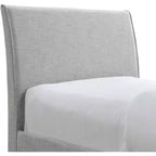 Lit jumeau gigogne avec lit d'appoint coulissant, tissu texturé en lin rembourré, compatible avec un matelas de 8", lit plateforme, crème ou gris