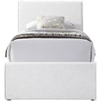 Lit jumeau gigogne avec lit d'appoint coulissant, tissu texturé en lin rembourré, compatible avec un matelas de 8", lit plateforme, crème ou gris
