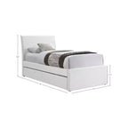 Lit jumeau gigogne avec lit d'appoint coulissant, tissu texturé en lin rembourré, compatible avec un matelas de 8", lit plateforme, crème ou gris