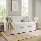 Martha Stewart Twin Daybed with Pull-Out Twin Trundle in Off-White Faux Linen
