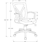 Chaise de bureau ergonomique en maille avec hauteur réglable, accoudoirs fixes et siège rembourré, pivotante