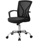 Chaise de bureau ergonomique en maille avec hauteur réglable, accoudoirs fixes et siège rembourré, pivotante
