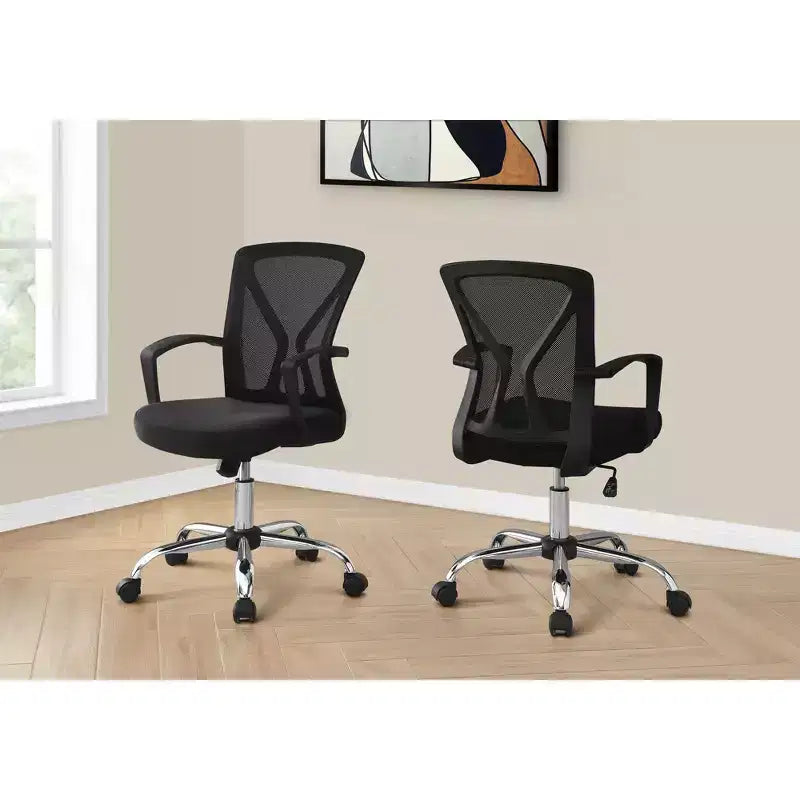 Mesh Ergonomic Office Chair with Adjustable Height, Fixed Arms & Padded Seat, Swivel