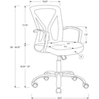 Chaise de bureau ergonomique en maille avec hauteur réglable, accoudoirs fixes et siège rembourré, pivotante