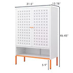 Meuble à chaussures d'entrée avec banc creux et 10 étagères, organisateur de chaussures en métal à 4 portes, 117 cm H, Noir/Blanc, Creux ou Maille