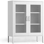 Vitrine et buffet en métal avec 3 étagères, meuble de rangement autoportant à 2 portes, 101,6 cm H x 40 cm l, noir ou blanc
