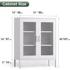 Vitrine et buffet en métal avec 3 étagères, meuble de rangement autoportant à 2 portes, 101,6 cm H x 40 cm l, noir ou blanc