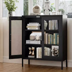 Vitrine et buffet en métal avec 3 étagères, meuble de rangement autoportant à 2 portes, 101,6 cm H x 40 cm l, noir ou blanc