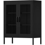 Vitrine et buffet en métal avec 3 étagères, meuble de rangement autoportant à 2 portes, 101,6 cm H x 40 cm l, noir ou blanc