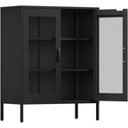Vitrine et buffet en métal avec 3 étagères, meuble de rangement autoportant à 2 portes, 101,6 cm H x 40 cm l, noir ou blanc