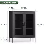Vitrine et buffet en métal avec 3 étagères, meuble de rangement autoportant à 2 portes, 101,6 cm H x 40 cm l, noir ou blanc