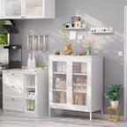 Vitrine et buffet en métal avec 3 étagères, meuble de rangement autoportant à 2 portes, 101,6 cm H x 40 cm l, noir ou blanc